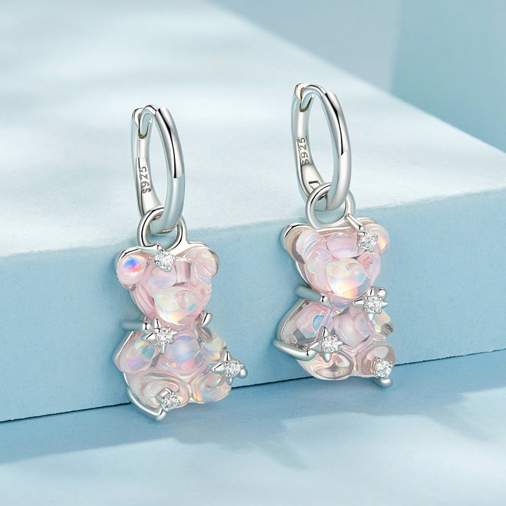 925 Sterling Silver Earrings with Pavé Setting CZ and Resin - 2.8 x 1.1 cm - Women&