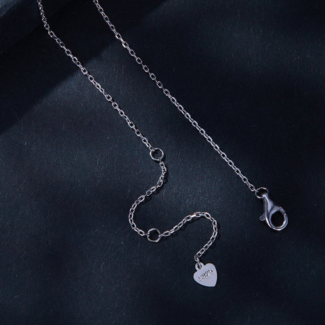 925 Sterling Silver Moissanite Necklace with Pavé Setting in Platinum, 450mm, for Women