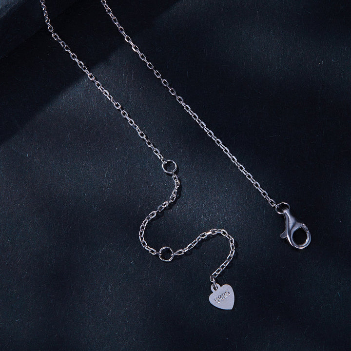925 Sterling Silver Moissanite Necklace with Pavé Setting in Platinum, 450mm, for Women
