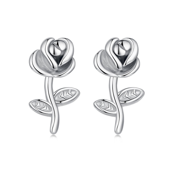 925 Sterling Silver Earrings plated with White Gold, 0.9*0.5cm for Women