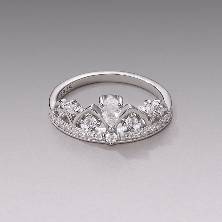 925 Sterling Silver Pavé Setting CZ White Gold Plated Ring Size 6 for Women