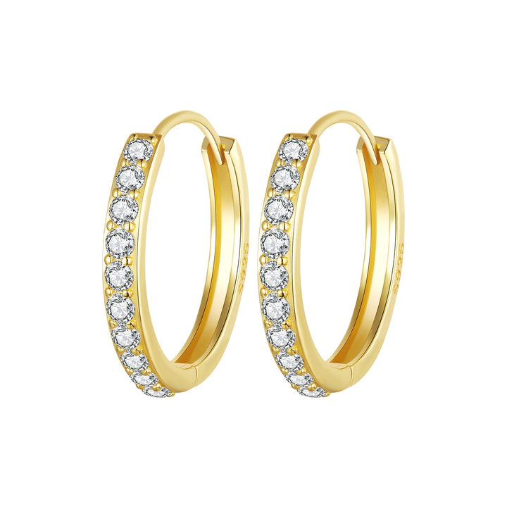 925 Sterling Silver Pavé Setting Gold Plated Earrings for Women