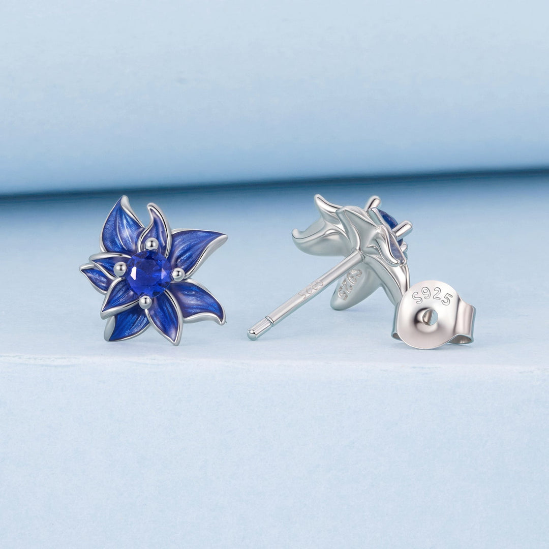 925 Sterling Silver Earrings with Enamel Process and Pavé Setting CZ