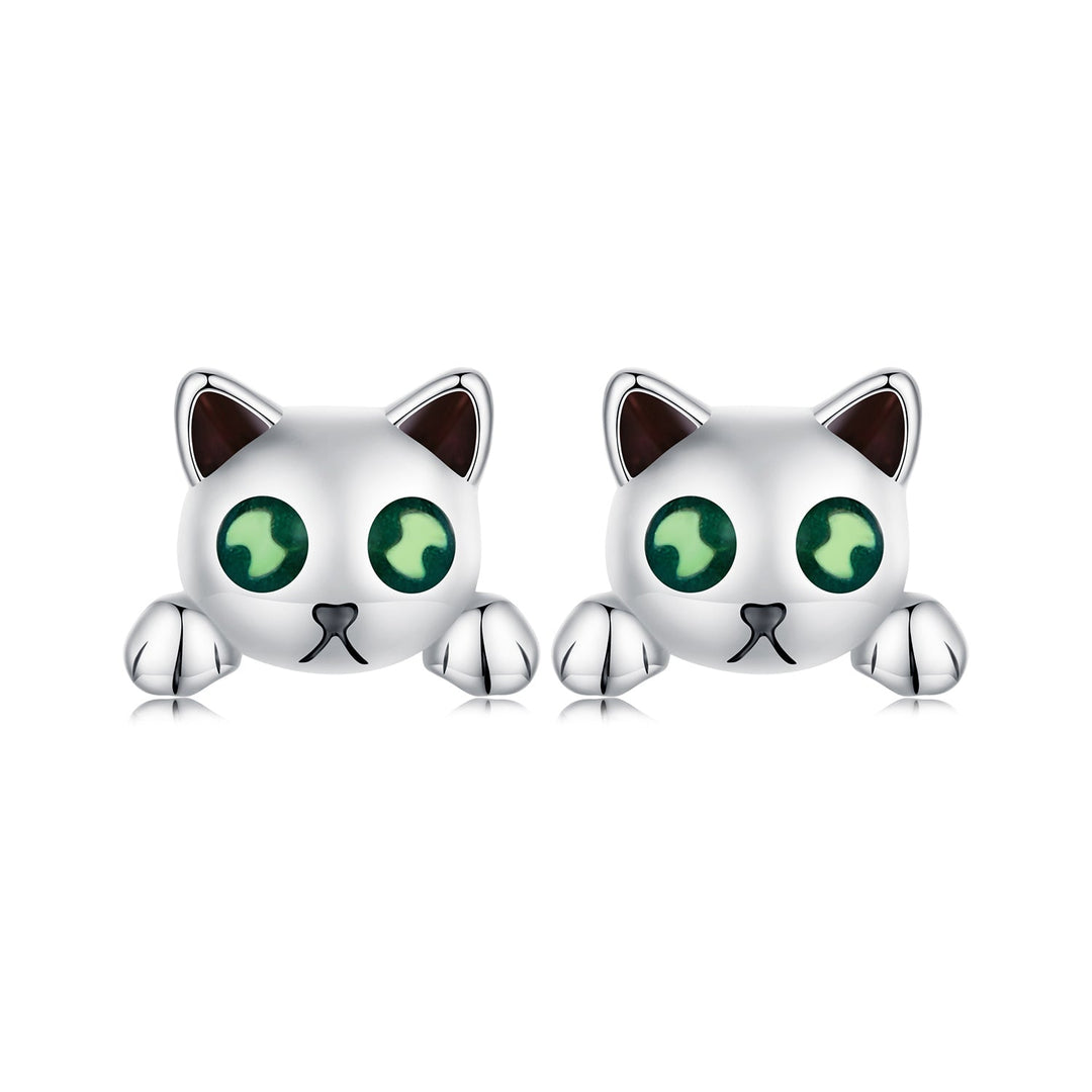 925 Sterling Silver Earrings with Enamel in Oxidized Finish
