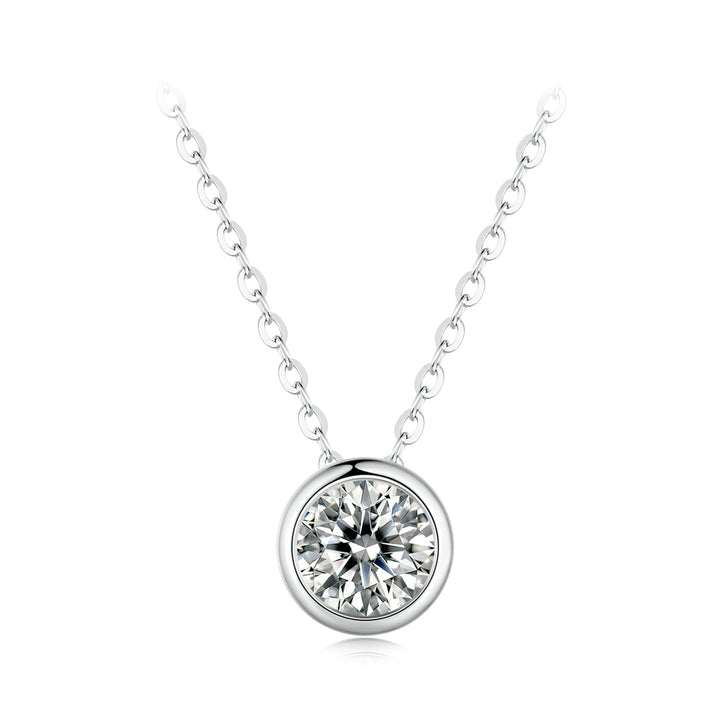 S925 Sterling Silver Moissanite Necklace 400mm with 1ct Moissanite for Women
