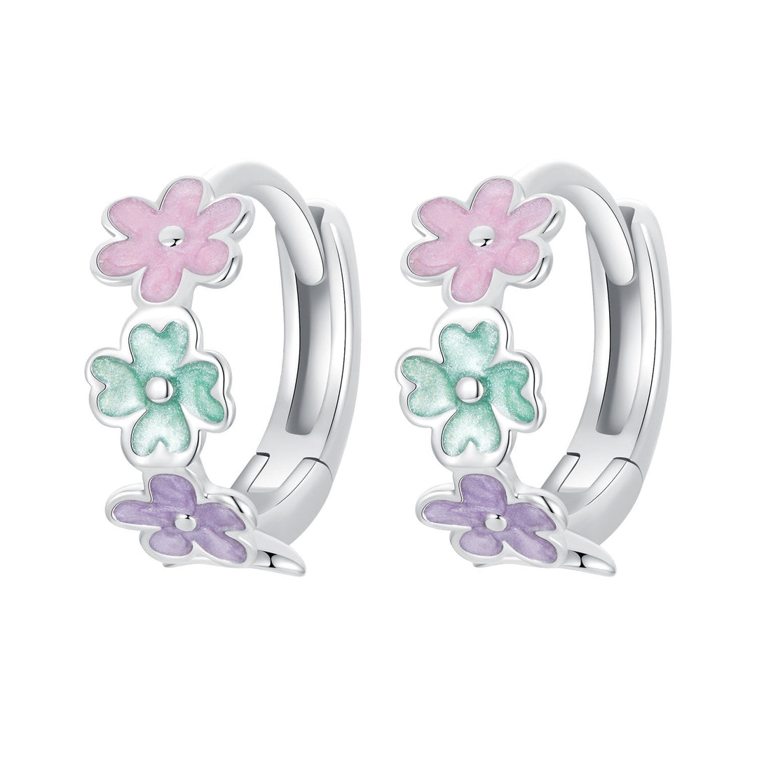 925 Sterling Silver Enamel White Gold Plated Earrings for Women