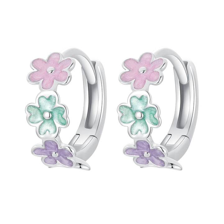 925 Sterling Silver Enamel White Gold Plated Earrings for Women