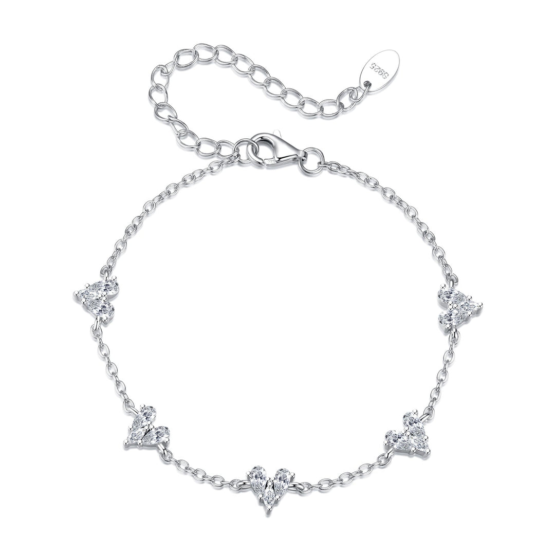 925 Sterling Silver Bracelet with White Gold Plating and CZ Paving for Women