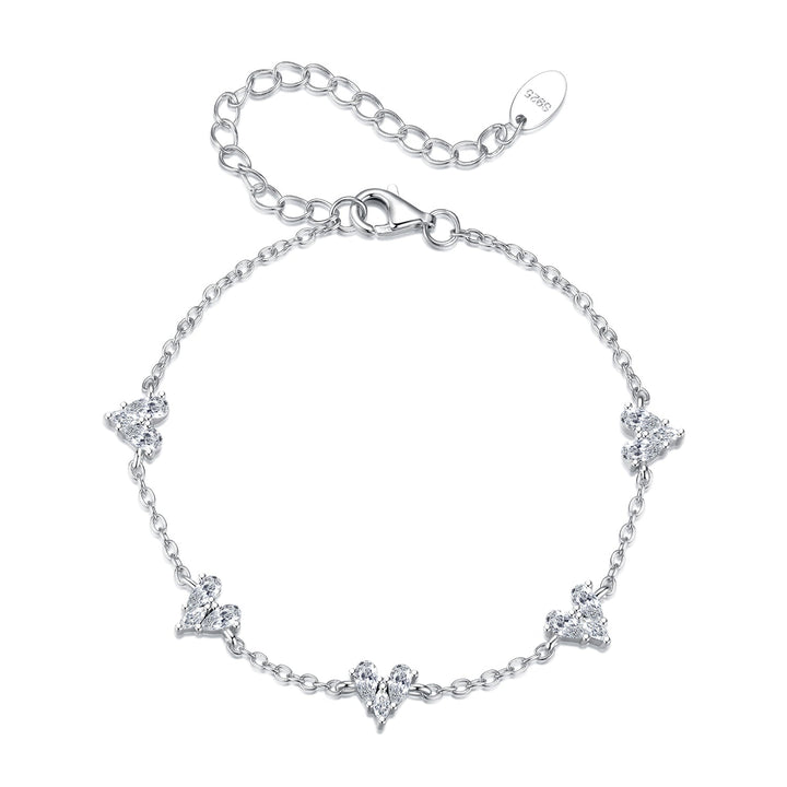 925 Sterling Silver Bracelet with White Gold Plating and CZ Paving for Women