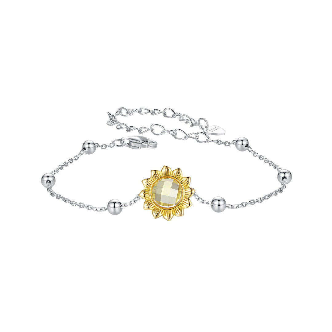 925 Sterling Silver White Gold Plated Bracelet with Transparent Glass Charm for Women