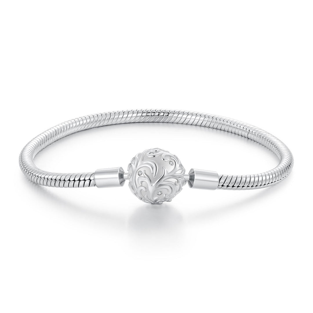 925 Sterling Silver White Gold Plated 17cm CZ Pavé Bracelet for Women