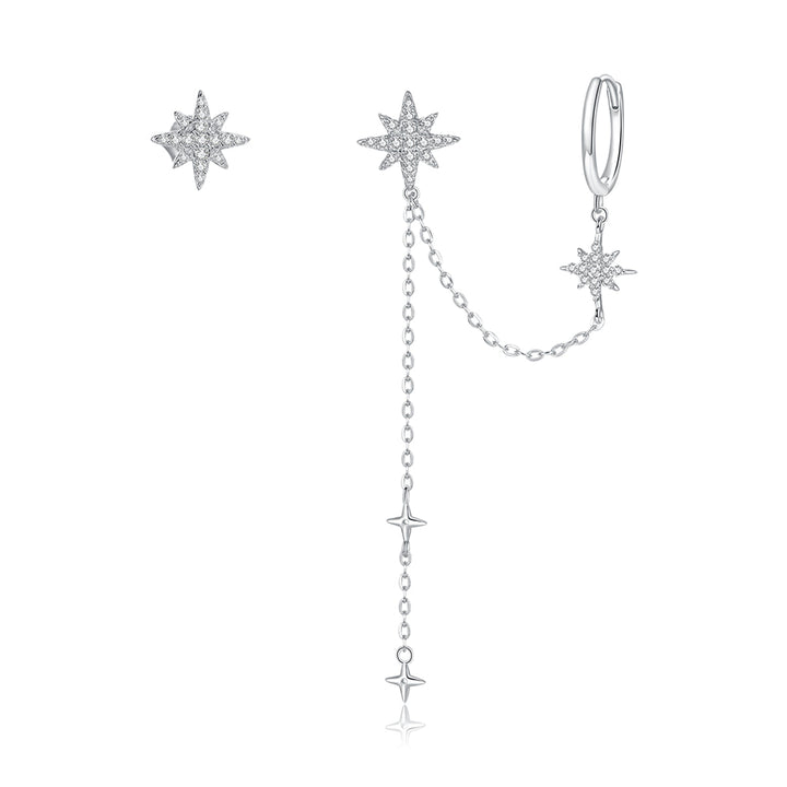 S925 Sterling Silver Earrings with CZ in Pavé Setting, 5.9cm Length, 1cm Size for Women