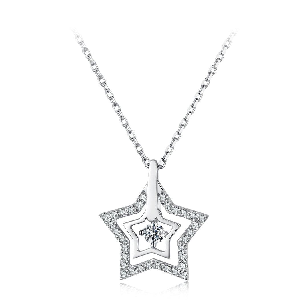 925 Sterling Silver White Gold Plated Moissanite 40+5cm Necklace for Women