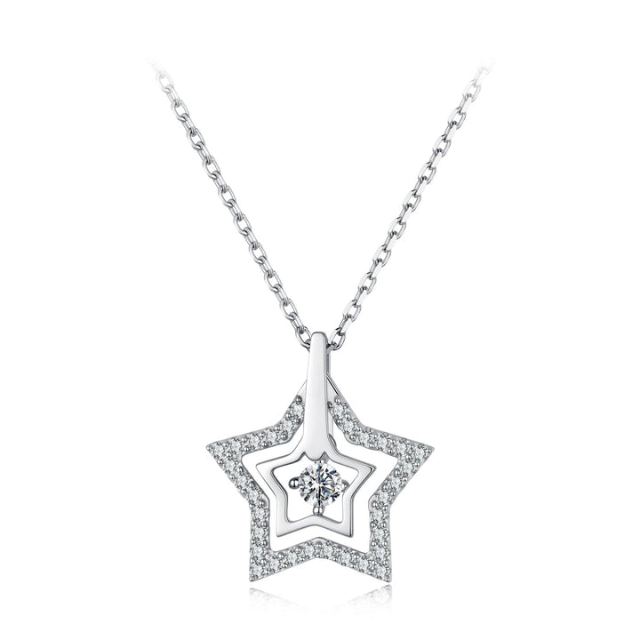925 Sterling Silver White Gold Plated Moissanite 40+5cm Necklace for Women