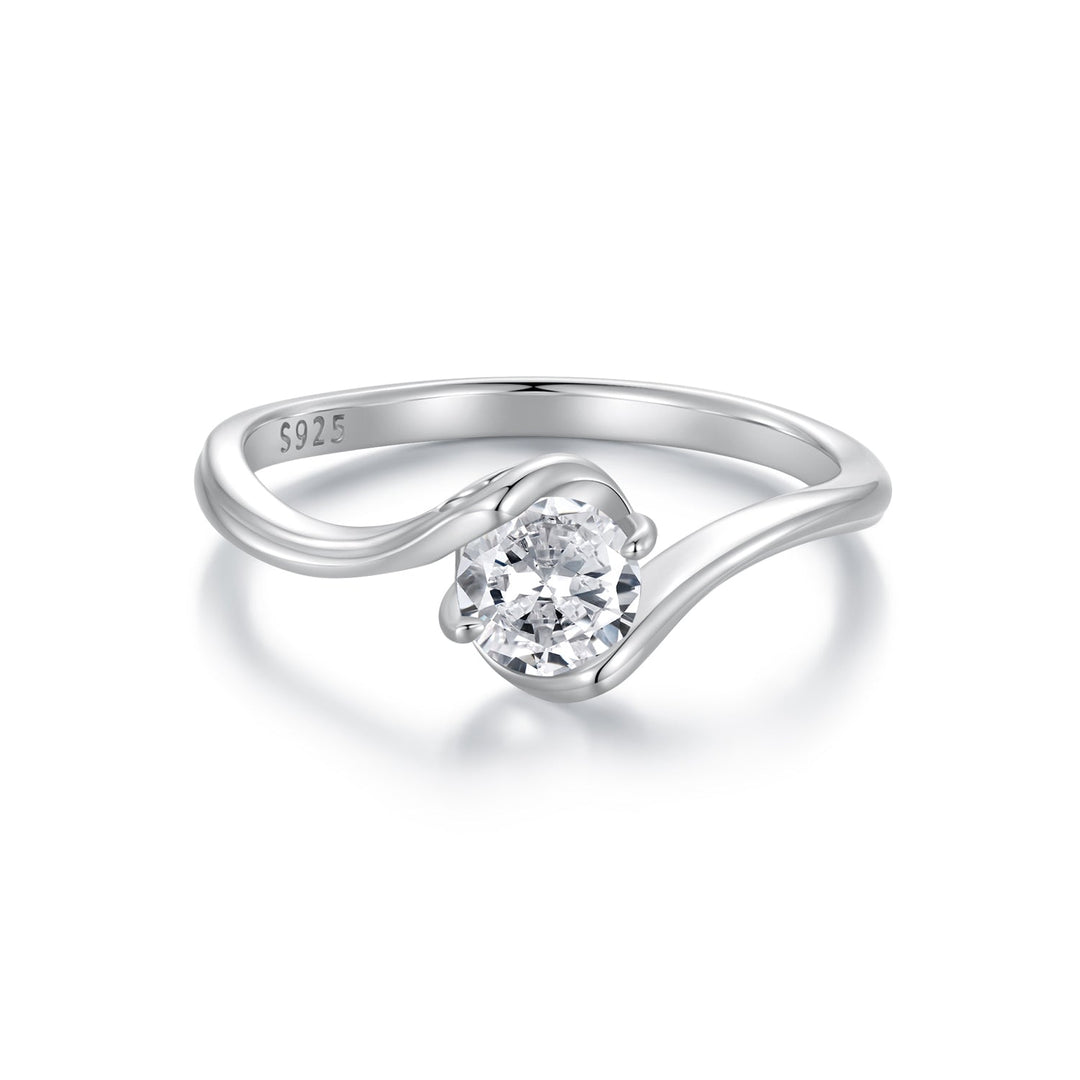 925 Sterling Silver 5mm Moissanite Ring for Women