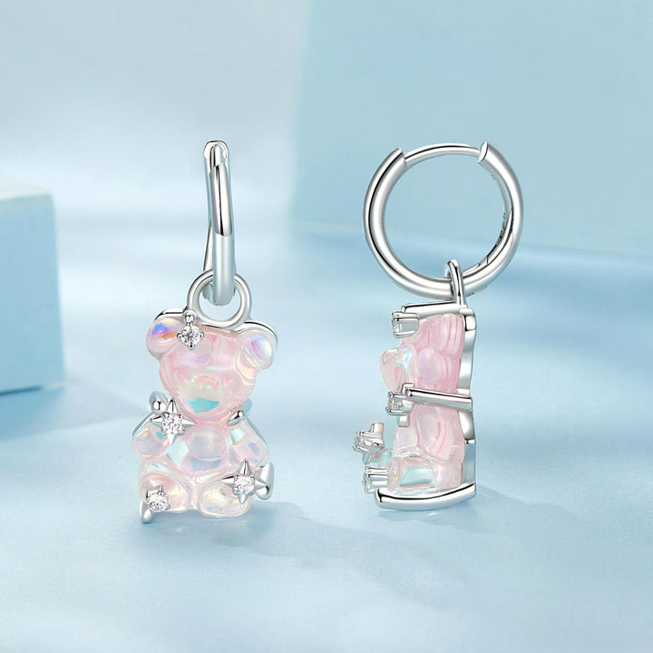 925 Sterling Silver Earrings with Pavé Setting CZ and Resin - 2.8 x 1.1 cm - Women&