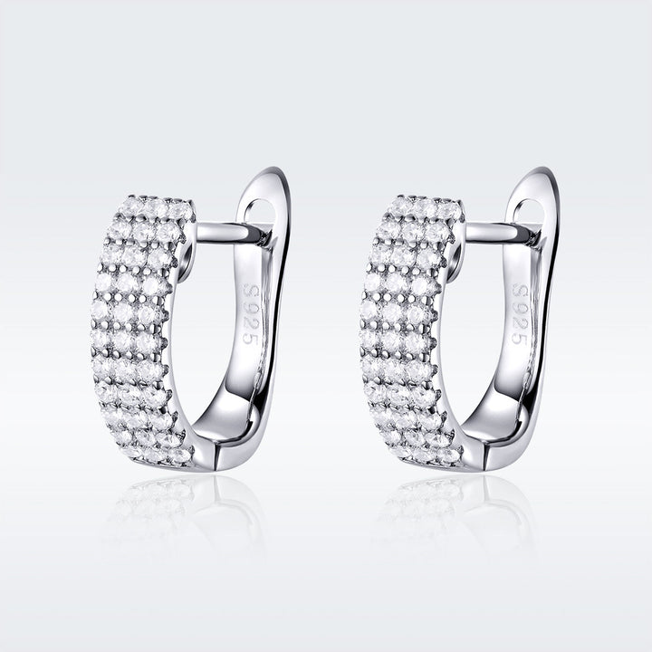925 Sterling Silver Earrings with Pavé Setting CZ 1.3*0.4cm