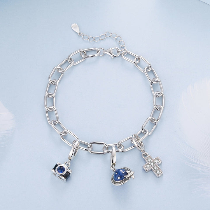 925 Sterling Silver White Gold Plated 15+6cm Adjustable Bracelet for Women