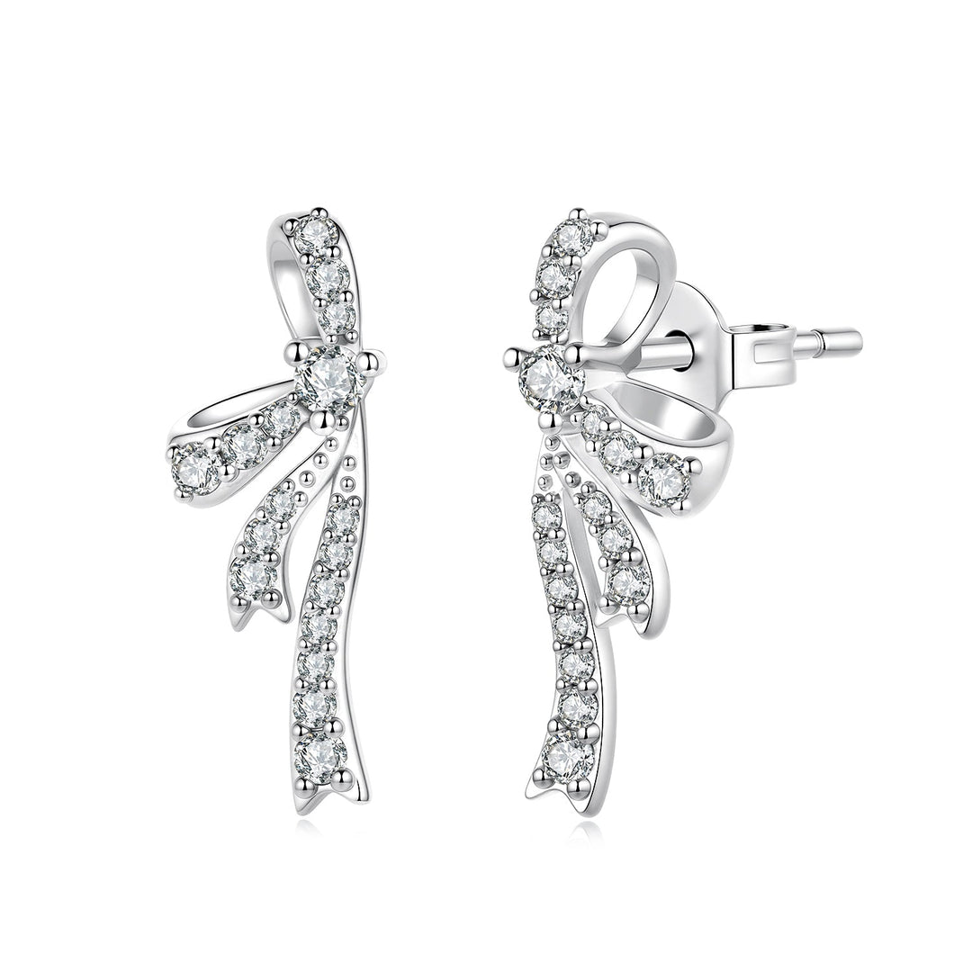 925 Silver White Gold Plated CZ Pavé 1.7 x 0.7 cm Earrings for Women