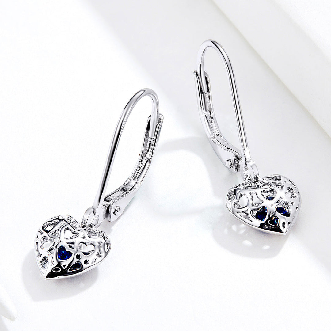 925 Sterling Silver Earrings with CZ and Platinum Plating, 2.3*0.8 cm