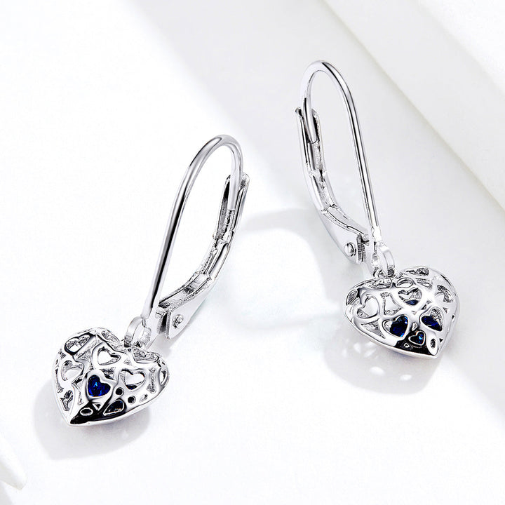 925 Sterling Silver Earrings with CZ and Platinum Plating, 2.3*0.8 cm