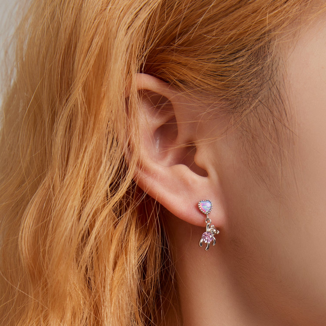 925 Sterling Silver Earrings with Translucent Opal and CZ for Women