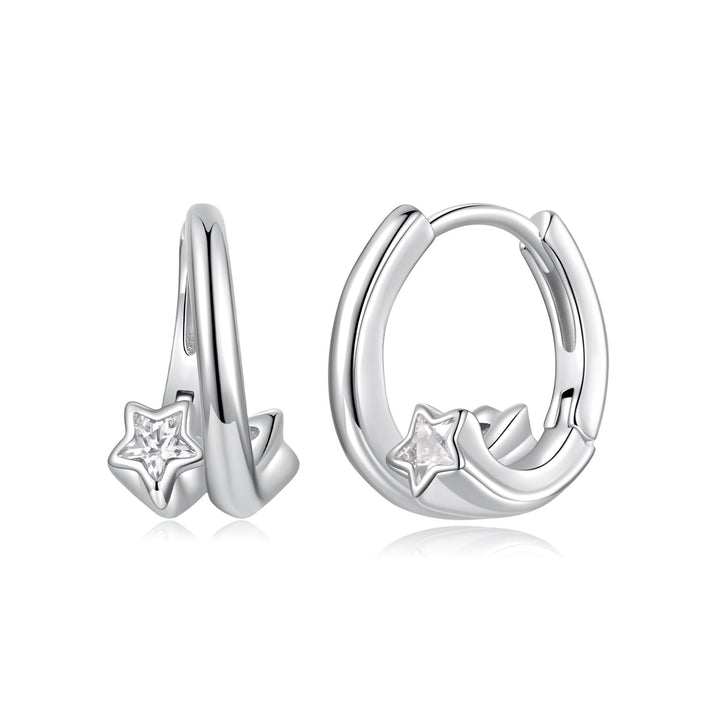 925 Sterling Silver Earrings with White Gold Plating and CZ