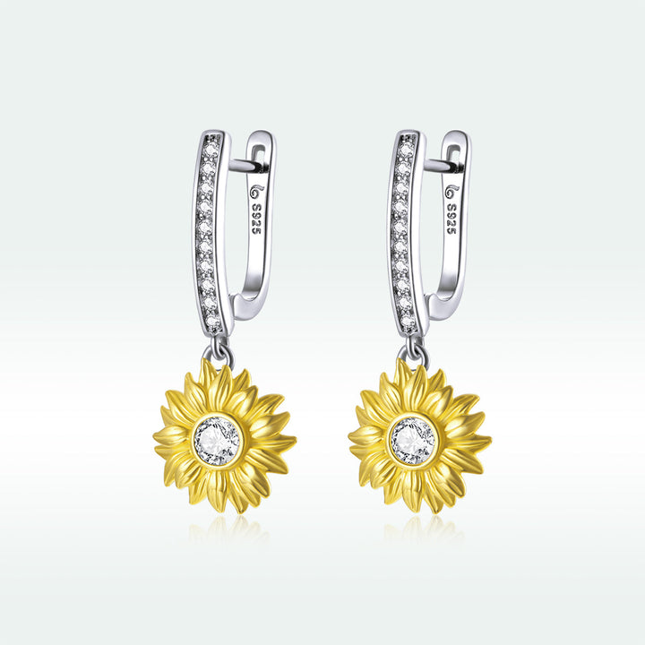 S925 Sterling Silver Plated Gold Pavé Setting CZ Earrings