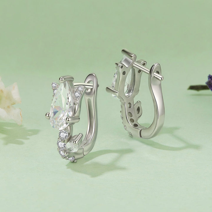 925 Sterling Silver Earrings with White Gold Plating and CZ