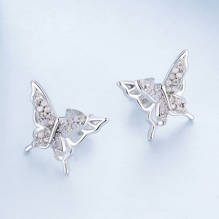 925 Sterling Silver Opal Nanometer Stone Earrings for Women