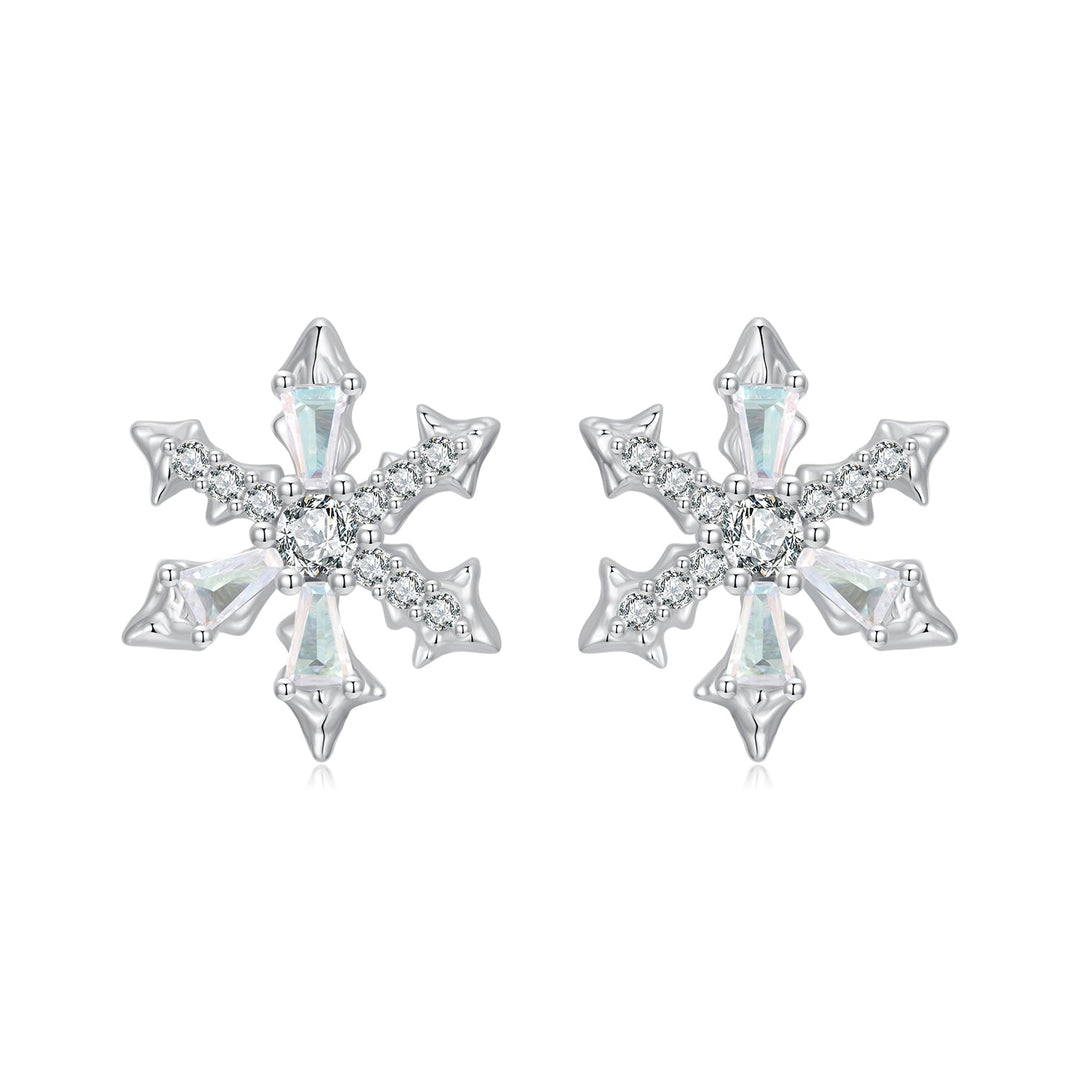 925 Sterling Silver Earrings with Plated White Gold and CZ
