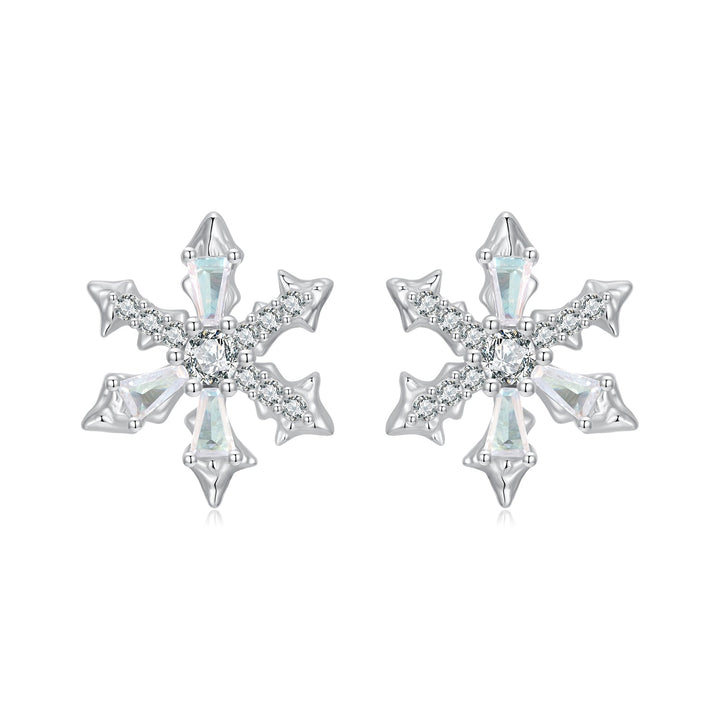 925 Sterling Silver Earrings with Plated White Gold and CZ