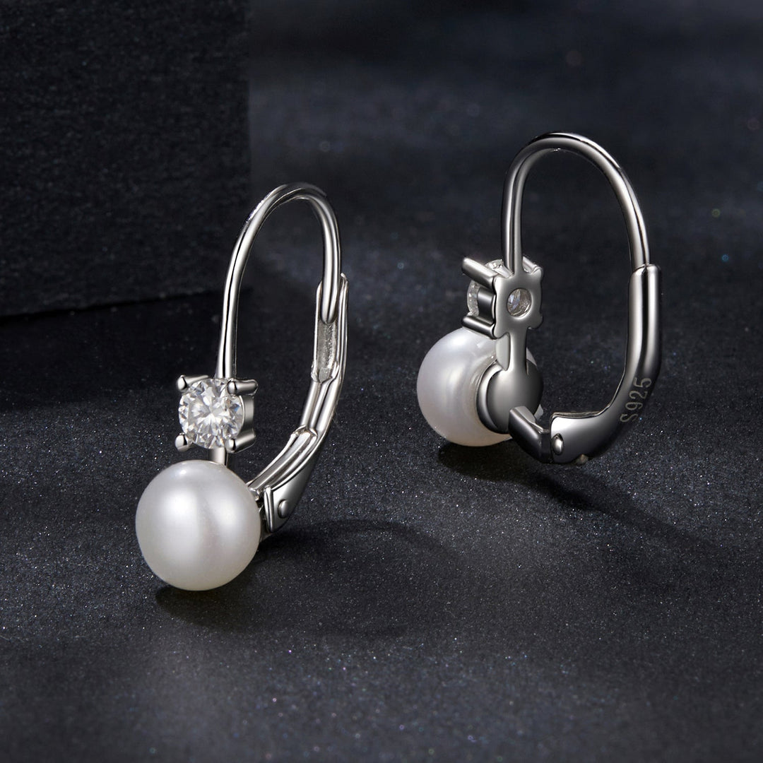 925 Sterling Silver &amp; Moissanite 0.30 Carat Earring with Freshwater Pearl for Women