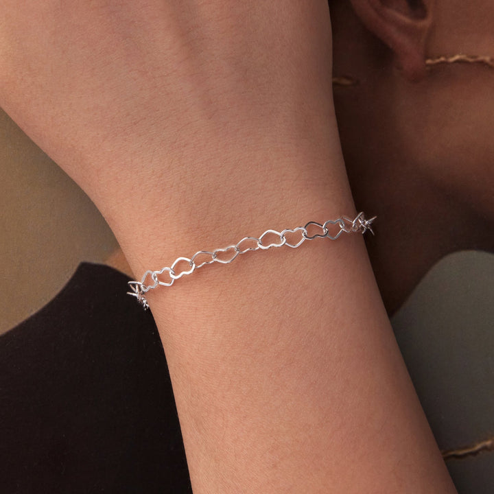 925 Sterling Silver Plated White Gold Adjustable Bracelet for Women