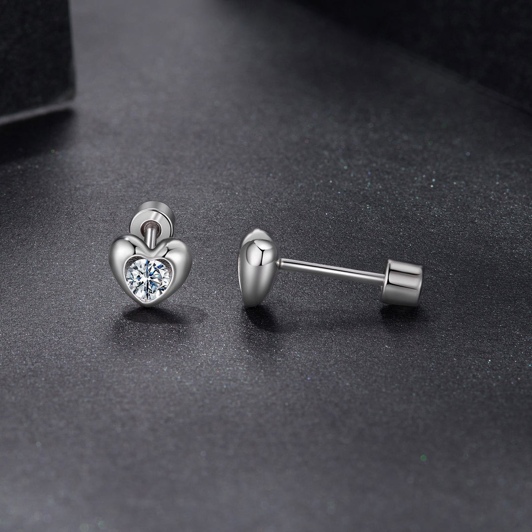 925 Sterling Silver Moissanite Earrings 0.5cm for Women