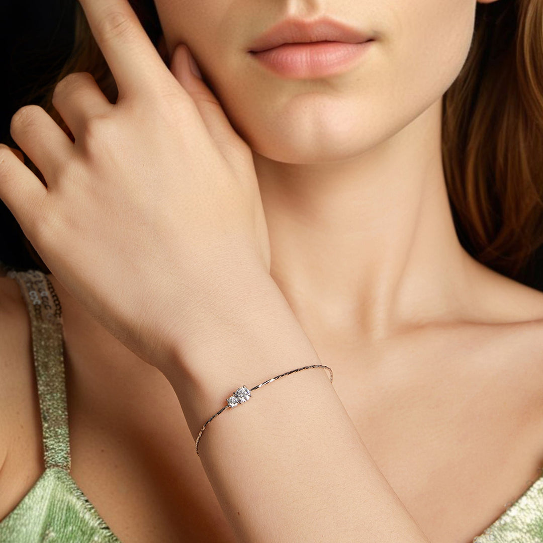 925 Sterling Silver 0.2 Carat Genuine Moissanite Bracelet for Women