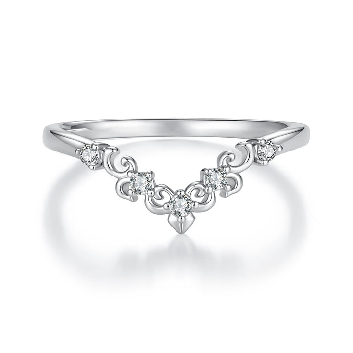 925 Sterling Silver White Gold Plated Moissanite Size 6 Ring for Women