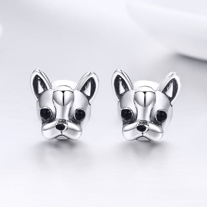 925 Sterling Silver Oxidized Enamel Earrings for Women 1*1cm