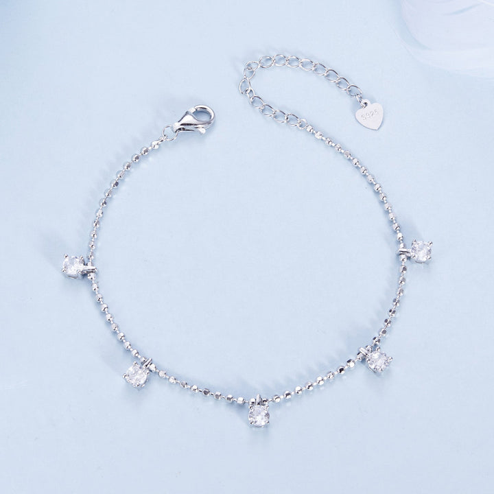 925 Sterling Silver Plated Platinum CZ Bracelet for Women
