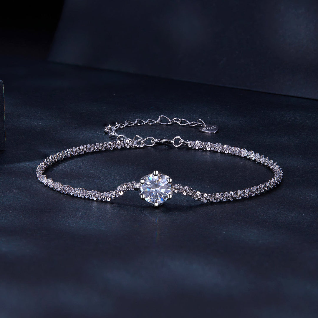 925 Sterling Silver 1 Carat Moissanite Bracelet for Women