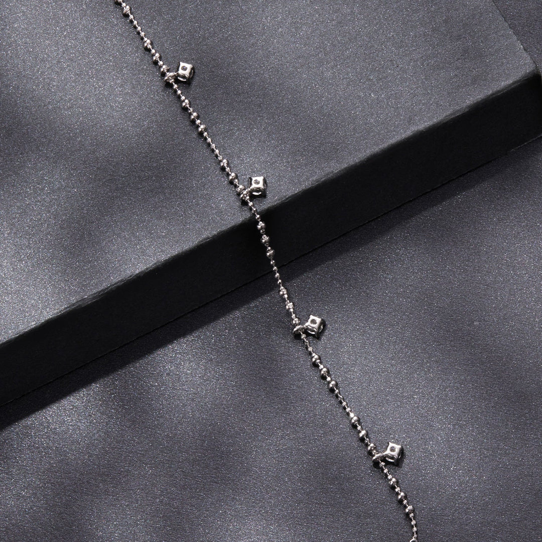 925 Sterling Silver &amp; Moissanite Bracelet for Women - 15+6cm, Plated White Gold