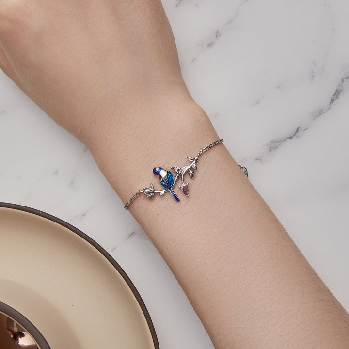 925 Sterling Silver Enamel Bracelet with Pavé Setting CZ