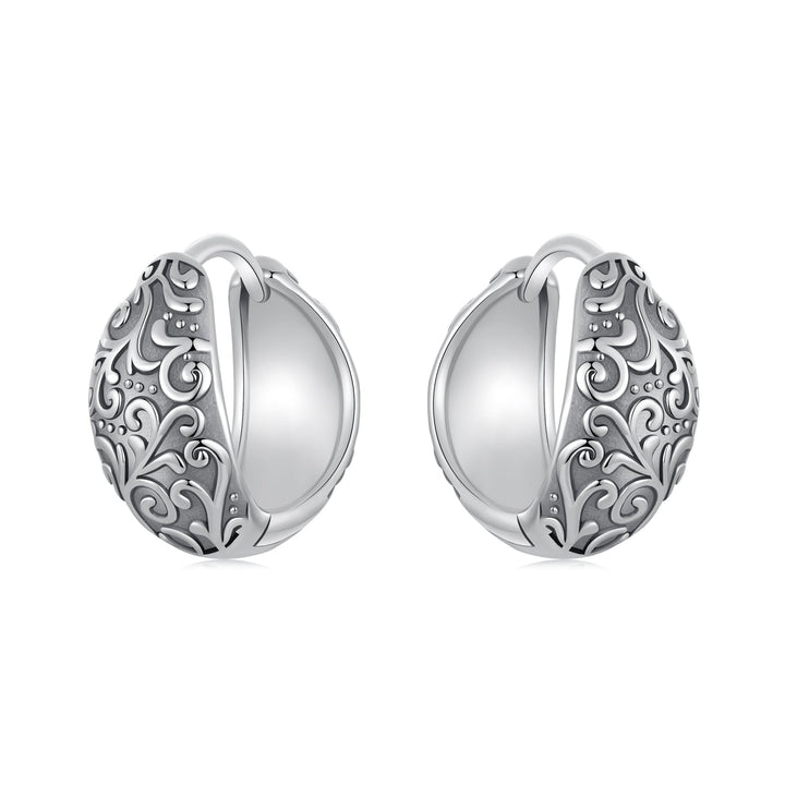 925 Sterling Silver Oxidized Silver Earrings 1.2*0.6cm for Women