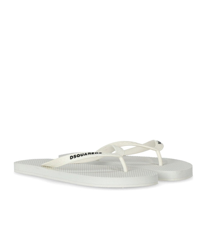Dsquared2 White Flip Flops With Logo