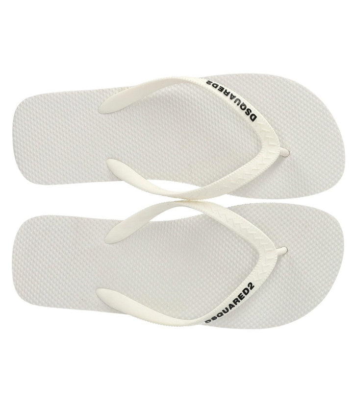Dsquared2 White Flip Flops With Logo