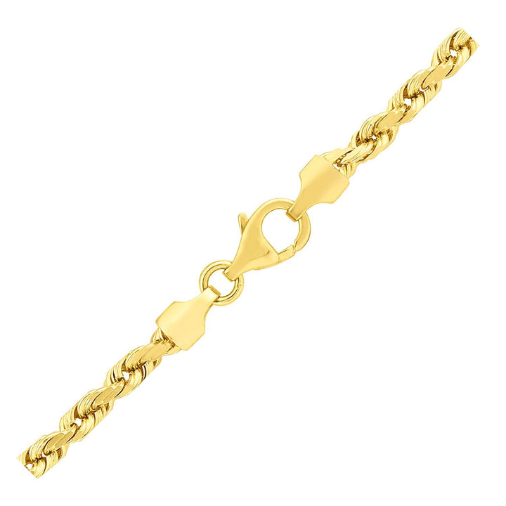 3.5mm 14k Yellow Gold Solid Diamond Cut Rope Chain