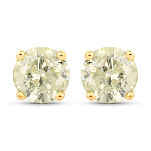 1.12 Carat Genuine LB Diamond 14K Yellow Gold Earrings