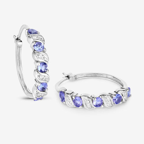 1.08 Carat Genuine Tanzanite and White Topaz .925 Sterling Silver Earrings