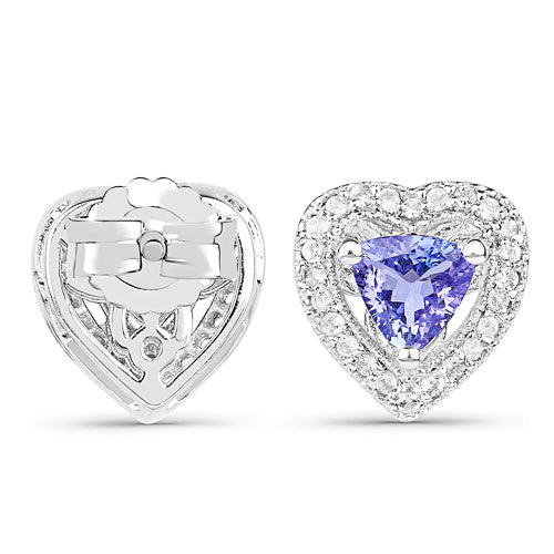 1.18 Carat Genuine Tanzanite &amp; White Topaz .925 Sterling Silver Earrings