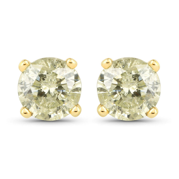 1.15 Carat Genuine LB Diamond 14K Yellow Gold Earrings